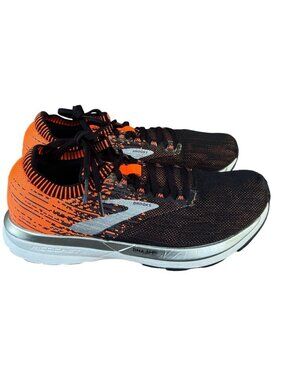 Brooks Ricochet Men Running Shoes Size 9 Black Orange Silver Sneakers